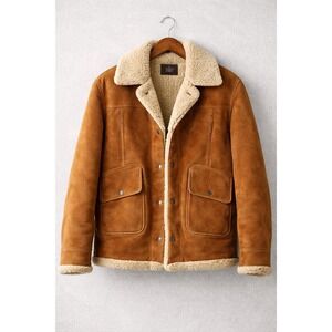 Vintage Trailmaster Shearling Coat‎ Mens 40 Brown Western Suede Jacket USA
